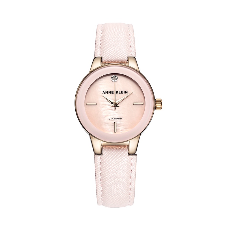 安妮克莱因（ANNE KLEIN）璀璨永恒系列复古时尚钻石镶嵌石贝母表盘英女表AK/2538PMLP