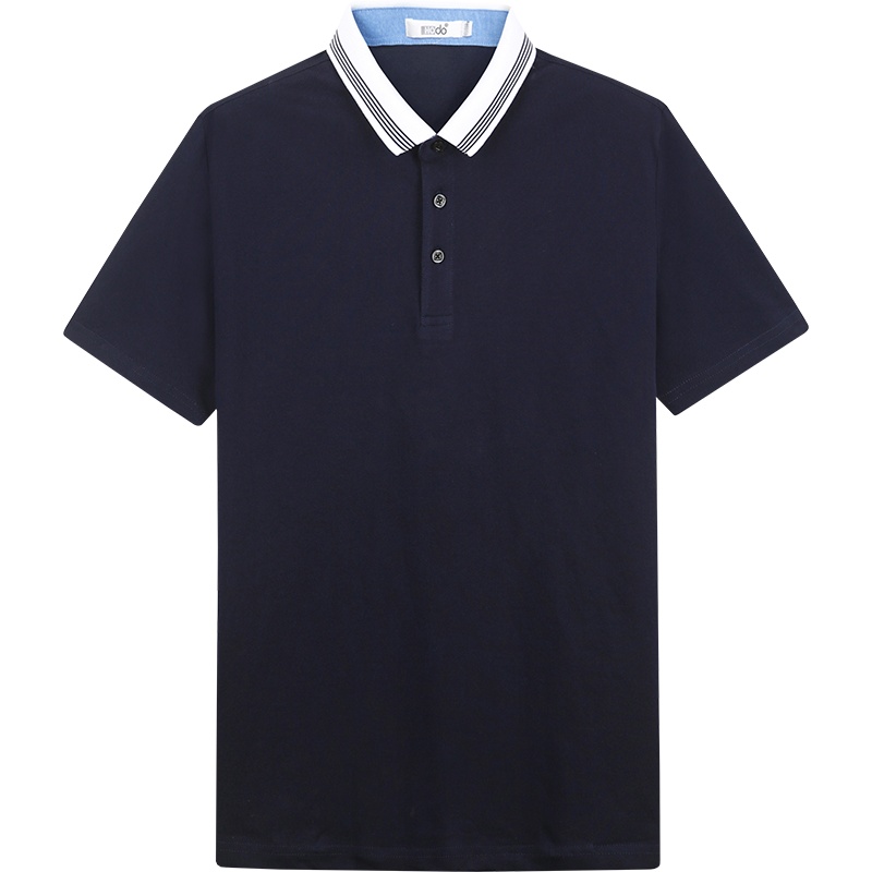 HODO红豆男装 男士短袖Polo衫 夏季新品时尚翻领polo衫全棉撞色条纹短袖T恤