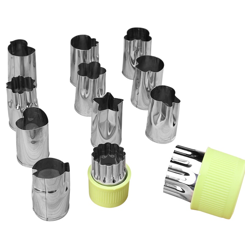 拜杰(Baijie)不锈钢烘焙饼干印花模具花型蔬菜水果切蝴蝶面12件套