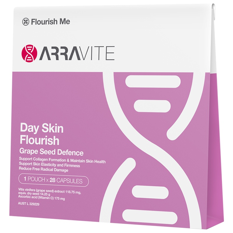 ARRAVITE葡萄籽亮肤日间胶囊28粒/盒装 澳洲原装进口葡萄籽/原花青素 肌肤年轻日间抵御防护 效期23.2