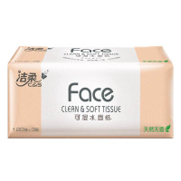 洁柔抽纸Face3层120抽M码无香家用可湿水面巾纸餐巾纸家庭装 6包/提