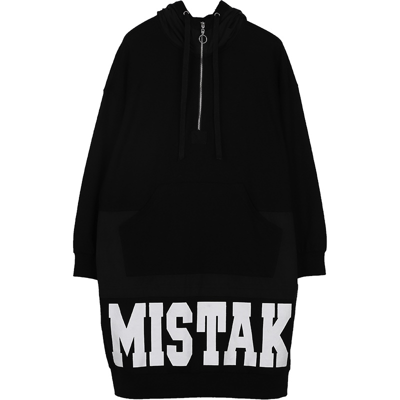 a02新款潮流韩版印花拼接宽松ins超火卫衣裙女DTU1A0731DR