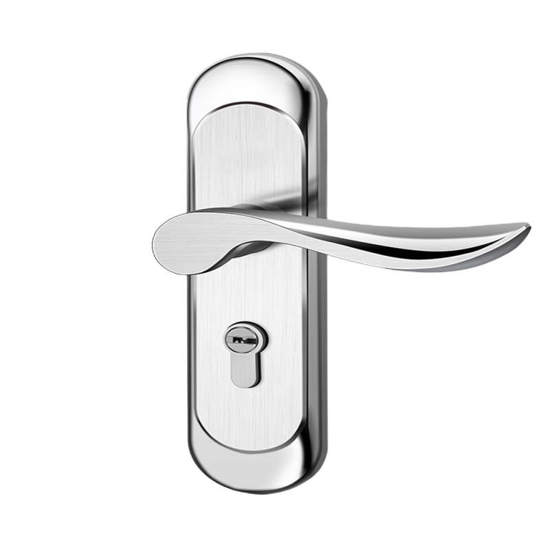 宏建 木门锁 室内卧室房门锁家用实木门把手通用型锁具不锈钢卫生间门锁 不锈钢色 单个装