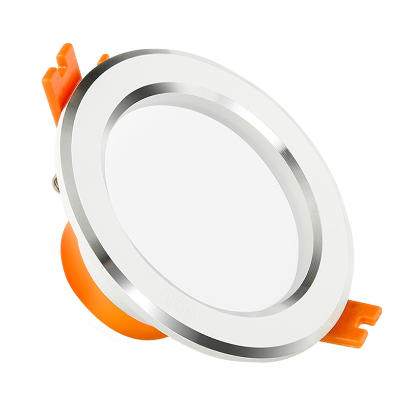 FSL佛山照明 LED筒灯三色调光变色自然光(3300-5000K)简约现代筒灯3w开孔7公分8公分天花洞灯0-5W