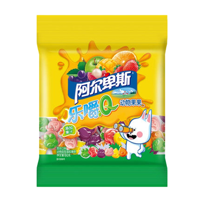 5种口味组合装阿尔卑斯乐嚼Q60g*5袋混合装果汁软糖 多口味橡皮糖儿童糖果小零食