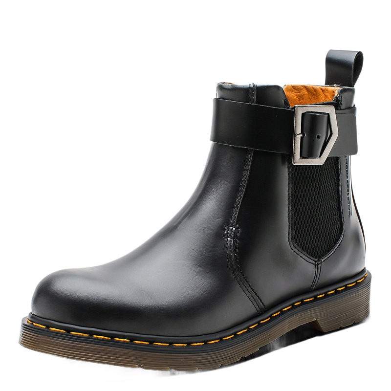 Dickies切尔西靴女冬季新款加绒保暖英伦风皮靴子中筒真皮马丁靴194W50LXS83