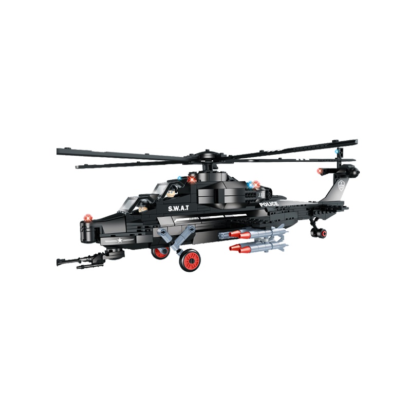 沃马新款儿童积木玩具4合1霹雳火武装直升机-10 C0529