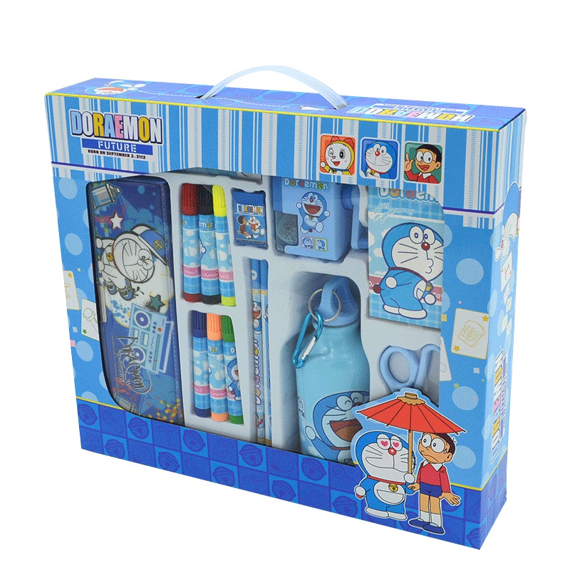 迪士尼文具礼盒 DE7002机器猫蓝铅笔盒套装小学生儿童学习文具大礼物包礼盒奖品 男女孩米奇学习用品套装 幼儿园生日礼品