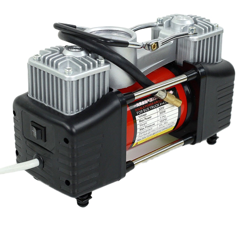 220V家用双缸打气泵汽车轮胎充气筒篮球小型拖拉机 220v双缸缸气泵+工具箱套装（豪华版）