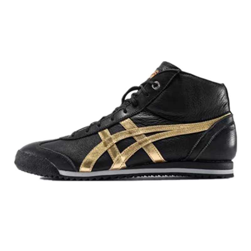 Onitsuka Tiger鬼冢虎MEXICO 66黑色男鞋皮革面板鞋高帮休闲鞋1183A529-001