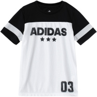 adidas阿迪达斯男童短袖T恤休闲运动服CV5393 110 CV5393黑+白