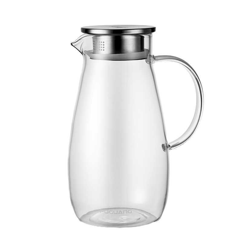 富光(FGA)凉水壶玻璃耐热家用防爆冷水壶大容量杯子套装凉水杯 三角锤纹单壶2000ml+锤纹泡杯4只