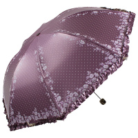 天堂伞UPF50+双面柔粉亮胶丝印拼裙边三折晴雨伞太阳伞 94003ELCJ 暗桃红