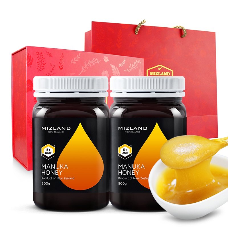 蜜滋兰UMF麦卢卡蜂蜜5+500g两瓶礼盒装1000g 新西兰进口蜂蜜 送礼物 滋补蜂蜜