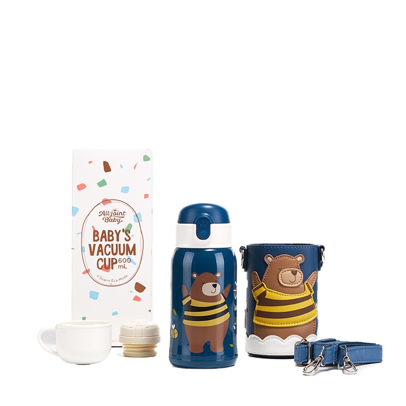 优仅ALL-JOINT儿童学生斜挎保温杯大容量水杯女便携杯子小带吸管保温用品