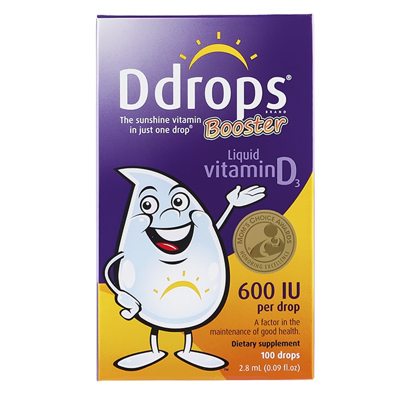 [婴幼儿补钙滴剂]美国进口Ddrops婴幼儿宝宝维生素D3滴剂600IU 2.8ml/盒装 1岁以上宝宝可用
