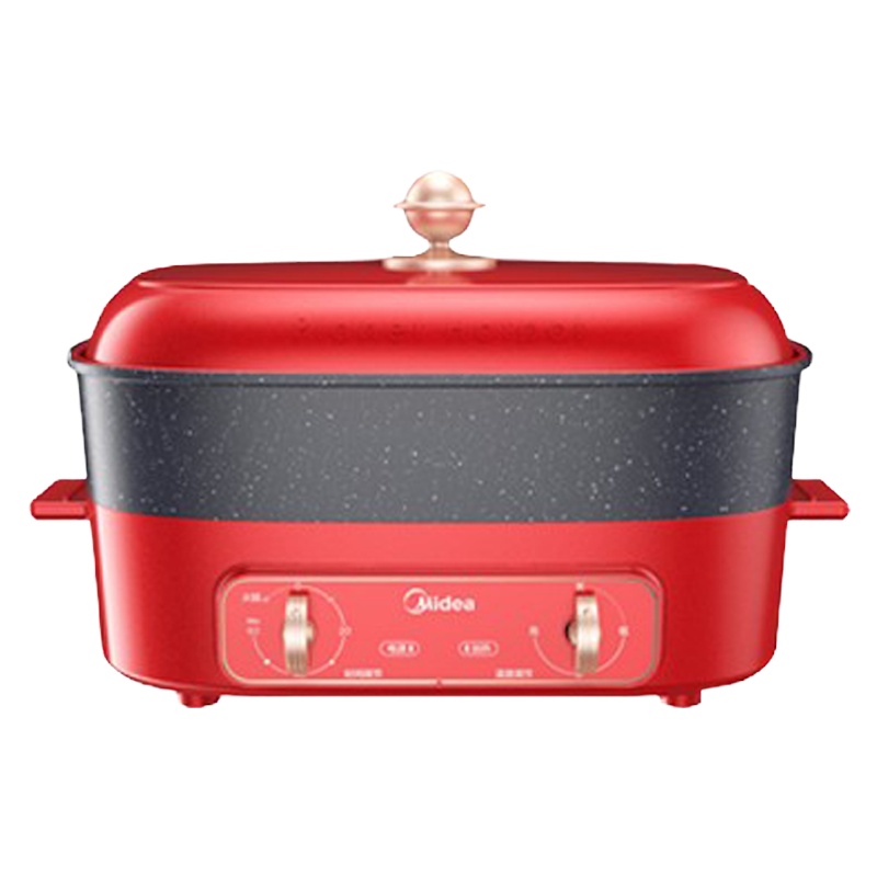 美的电火锅DY3525E102R 一锅多能 定时烹饪 麦饭石涂层 家用多功能电煮锅电热锅 4.7L大容量