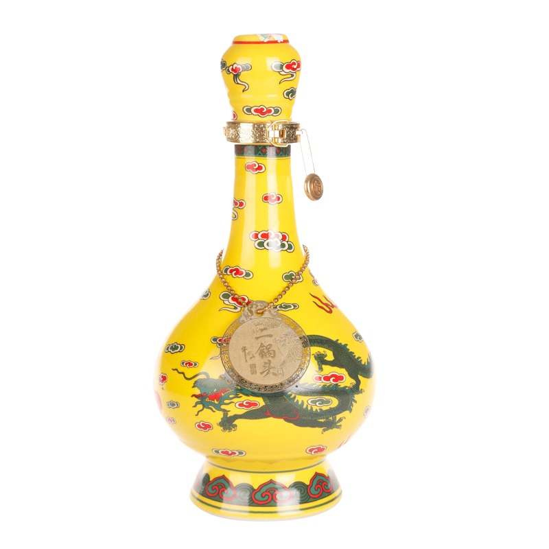 牛栏山二锅头经典黄龙黄瓷瓶牛栏山黄龙52度500ml清香型白酒高度酒整箱6瓶装