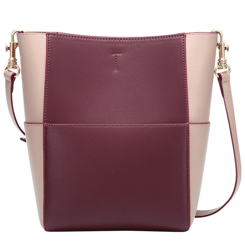 高尔夫GOLF女士优雅牛皮水桶包时尚斜挎包大容量双肩带单肩包实用子母包