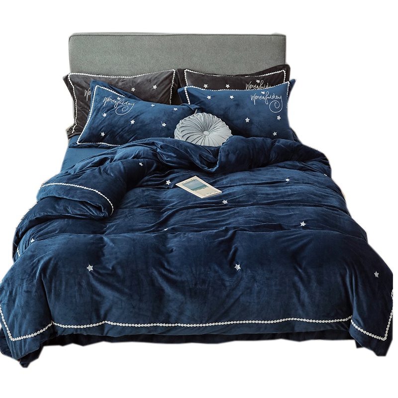 吉岳Giyou2019加厚宝宝绒绣花蕾丝边四件套 柔软细腻一夜暖睡