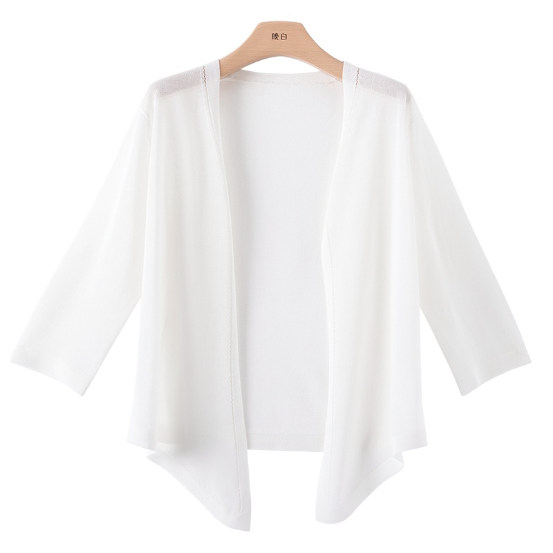 晚白2021春夏新品简约纯色休闲百搭系带通勤外搭针织衫外套开衫女