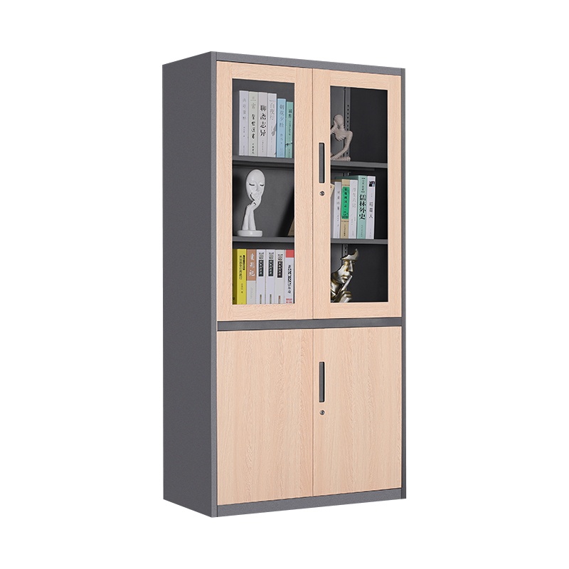 京洛办公室文件柜钢制铁皮柜木纹资料档案书柜矮柜家用储物小柜子带锁