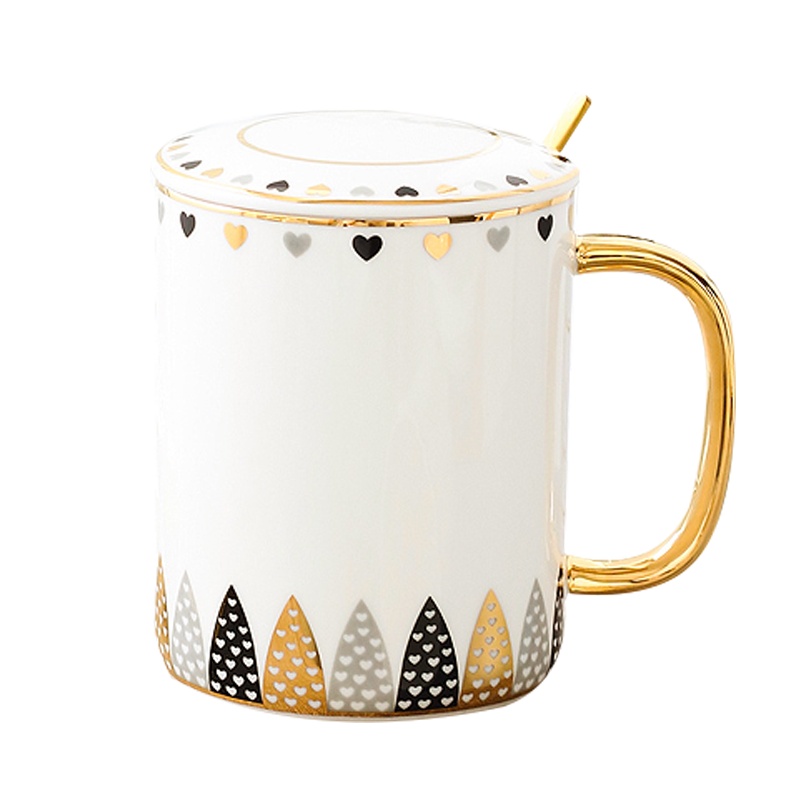 瓷物语创意陶瓷马克杯带盖情侣水杯茶杯咖啡杯办公杯子