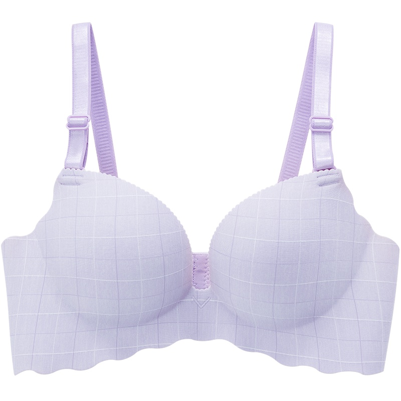 茵曼内衣 舒适清美时尚格纹透气无痕聚拢文胸 9891432053