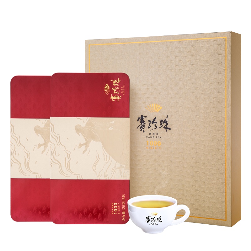 八马茶叶 赛珍珠1000 安溪浓香铁观音乌龙茶 礼盒装250g