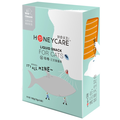 好命天生（Honeycare）猫零食 三文鱼猫条160g(10g*16) 宠物猫挑嘴湿粮流质成年幼猫肉条布丁
