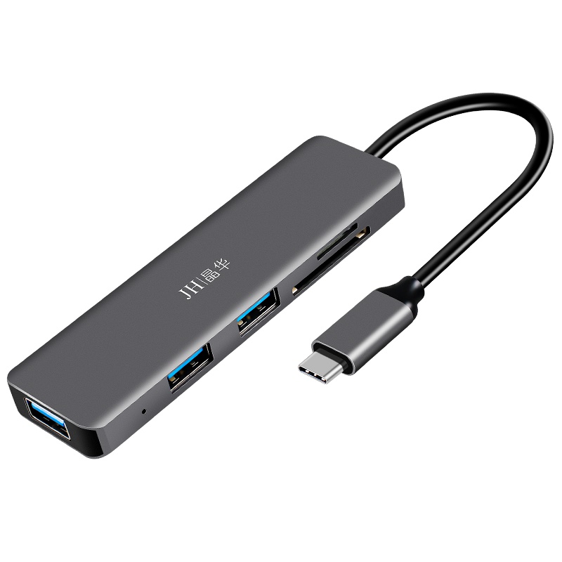 晶华 Type-C扩展坞 苹果笔记本电脑3.0USB分线器带TF/SD读卡功能数据线转接头集线器 五合一 Z323