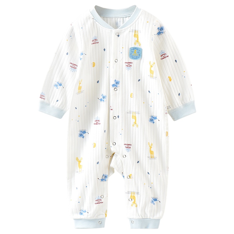 童泰2019年新款婴儿衣服闭裆纯棉连体哈衣3-18月男女宝宝连身衣