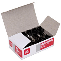 得力9545黑色长尾夹19mm 12个/盒 票据夹燕尾夹铁夹文件夹资料夹发票夹 长尾夹/白钢夹/票夹