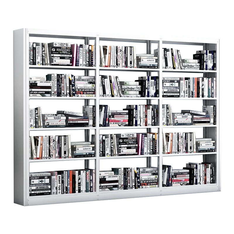 三圣 办公家具钢制书架学校图书馆书店书籍室阅览室书架展示架书柜资料架柜单面一列五组