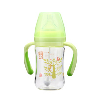 好孩子gb母乳实感宽口径握把吸管玻璃奶瓶带重力球奶瓶180ml 适合6个月以上宝宝