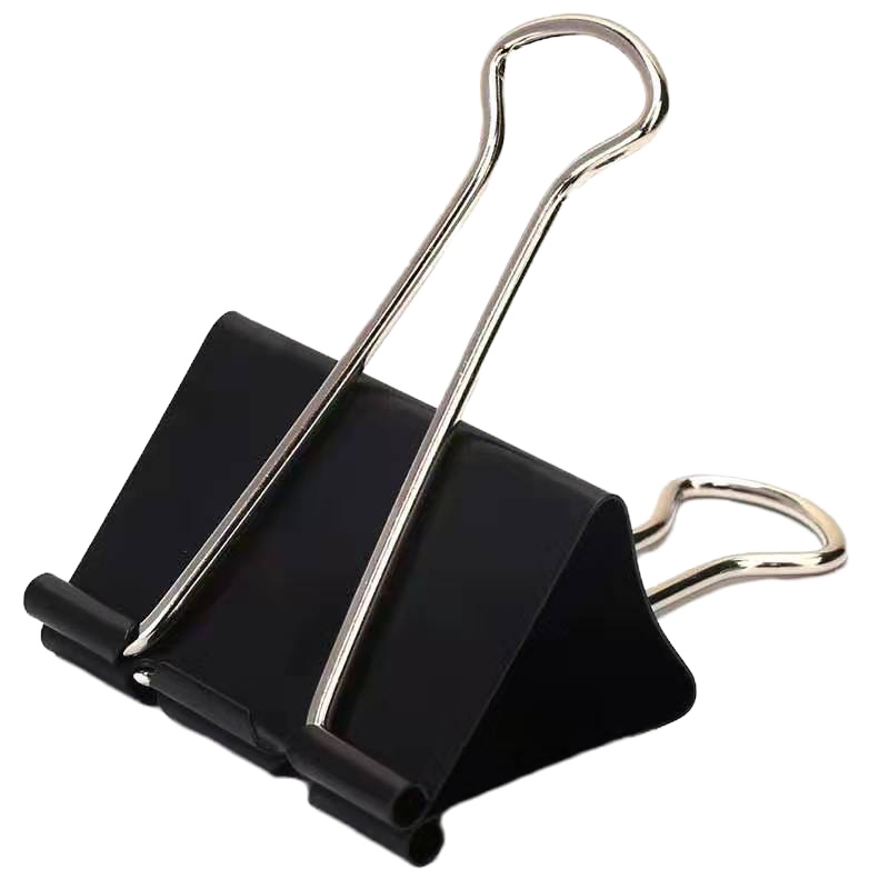 得力8565-5#黑色长尾票夹19mm筒装(黑)(40只/筒)`