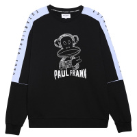 大嘴猴春秋季新款卫衣男韩版LOGO印花撞色宽松上衣 L 黑色