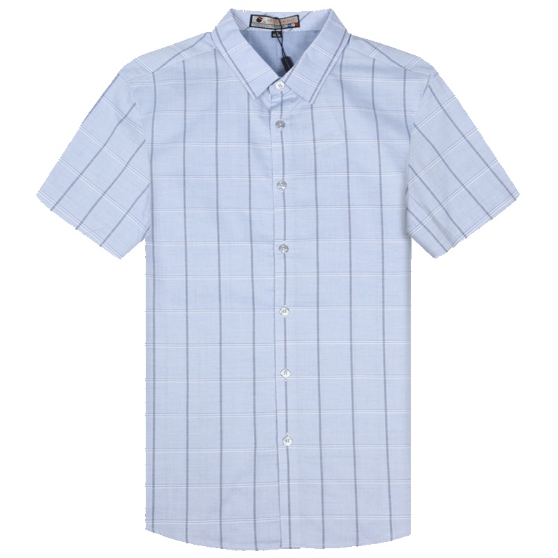 衬衫男商务正装修身职业装青年翻领格子上衣男士百搭休闲衬衣薄款