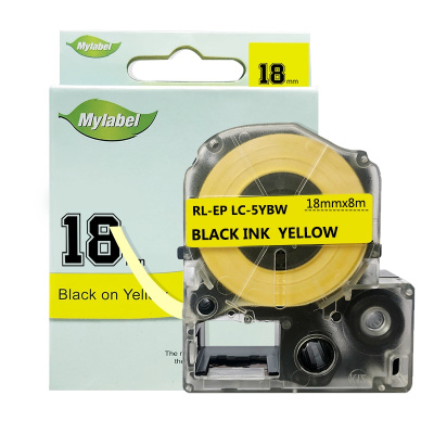 e代经典 18mm黄底黑字标签色带 适用爱普生EPSON LW400;LW700;LW600P LK-5YBP