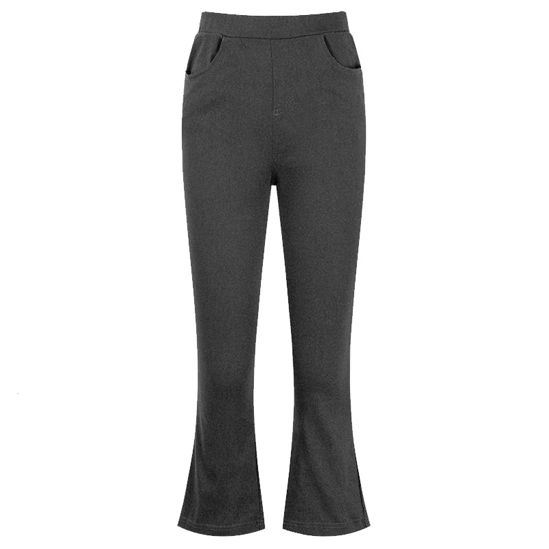 拉夏贝尔拉贝缇黑色微喇叭裤女夏季高腰宽松休闲显瘦九分_754 S 黑色