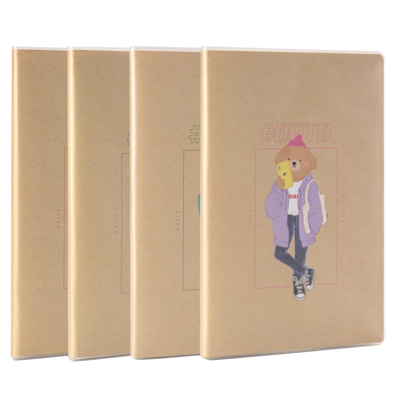 得力deli笔记本子/记事本4本装酷玩族学生文具胶套本16k韩国简约清新可爱日记本横条软面抄办公文具[苏宁自营]