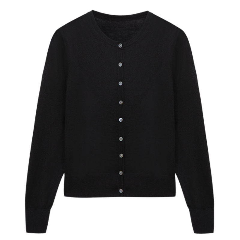 ERDOS 20通勤圆领纯色百搭女短款羊绒针织开衫空调衫