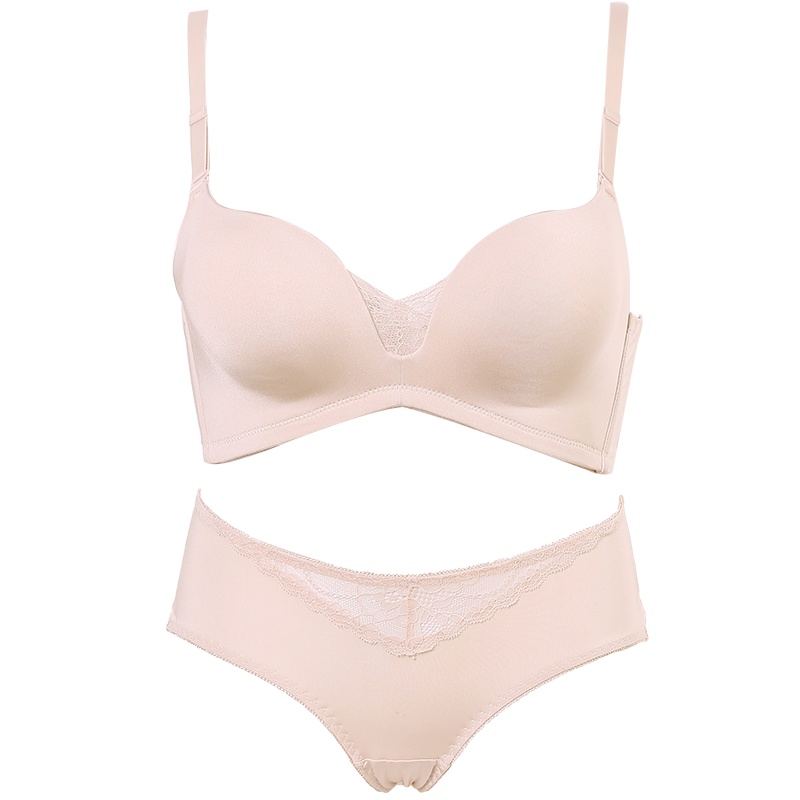 都市丽人简约舒适亲肤光面无痕女士胸罩内衣无钢圈聚拢文胸套装2B9615