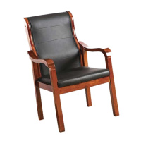 办公椅 西皮会议椅 带扶手皮质靠背椅