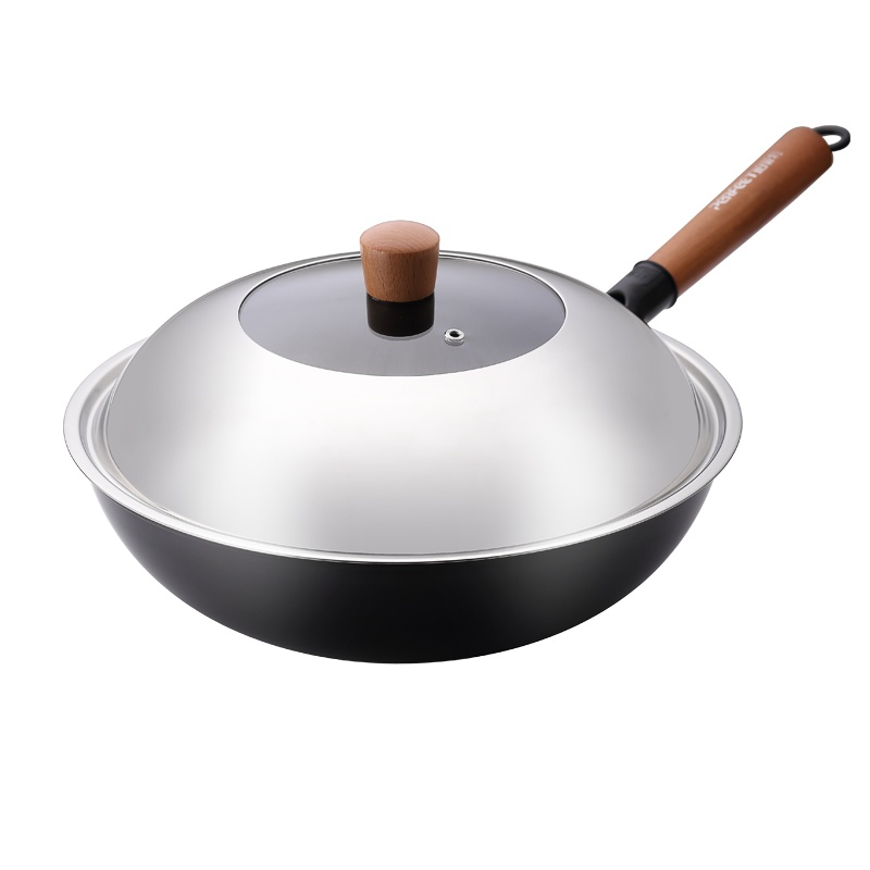 PFT-8044 好助手真不锈炒锅32CM(含盖彩盒装) 坚固耐磨 高效导热 健康0涂层 氟离子抗氧化技术防锈效果更好
