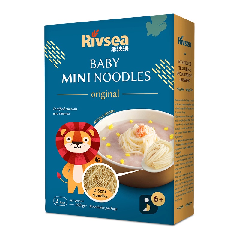 禾泱泱(Rivsea)宝宝面条婴幼儿辅食无添加盐 强化钙铁锌 碎细面原味160g