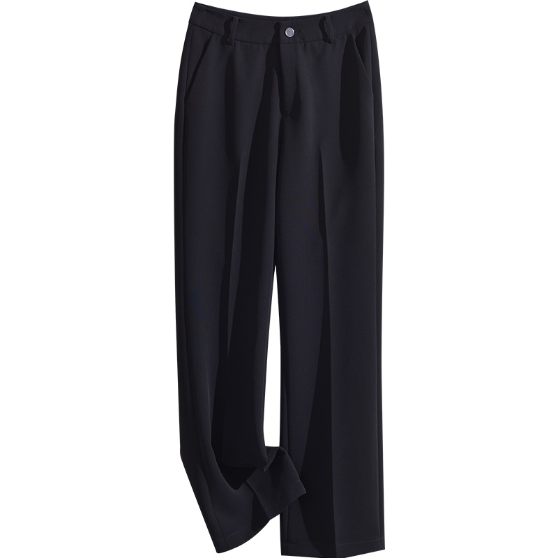 娅丽达女裤黑色阔腿裤女直筒休闲长裤2019秋季高腰垂感宽松裤子I3510