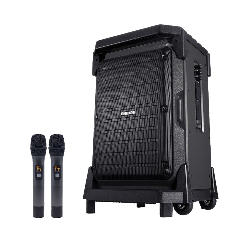 飞利浦(Philips)SD80B广场舞音响大功率唱歌蓝牙便携式拉杆音响音箱低音炮户外音箱黑色