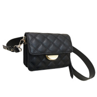 新款女包宽肩带斜跨小方包小香风菱格翻盖小包