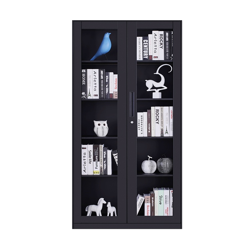 苏美特文件柜办公柜钢制铁皮柜资料柜档案柜储物拆装柜通玻黑色款